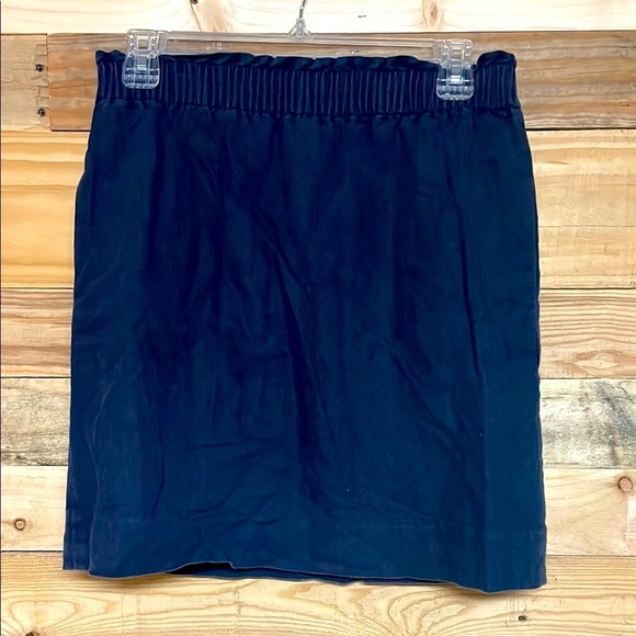 J. Crew size 0 Navy Blue Linen/Cotton Blend Mini Elastic Waist Band Skirt - Picture 1 of 9